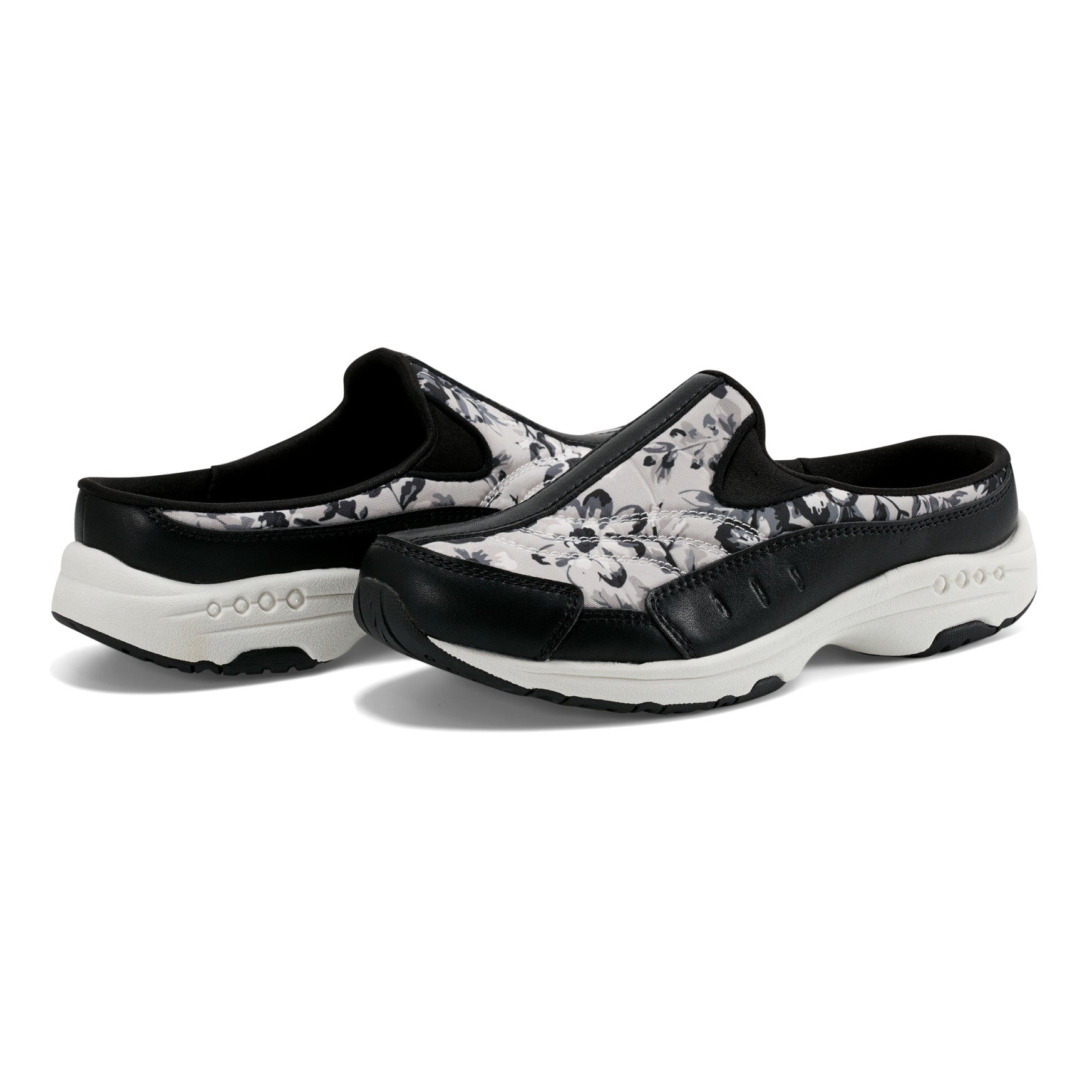 Easy Spirit Traveltime Clogs - Black/White Floral