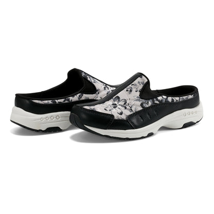 Easy Spirit Traveltime Clogs - Black/White Floral