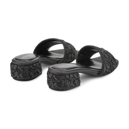 Easy Spirit Rosario Raffia Dress Sandals - Black