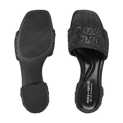 Easy Spirit Rosario Raffia Dress Sandals - Black