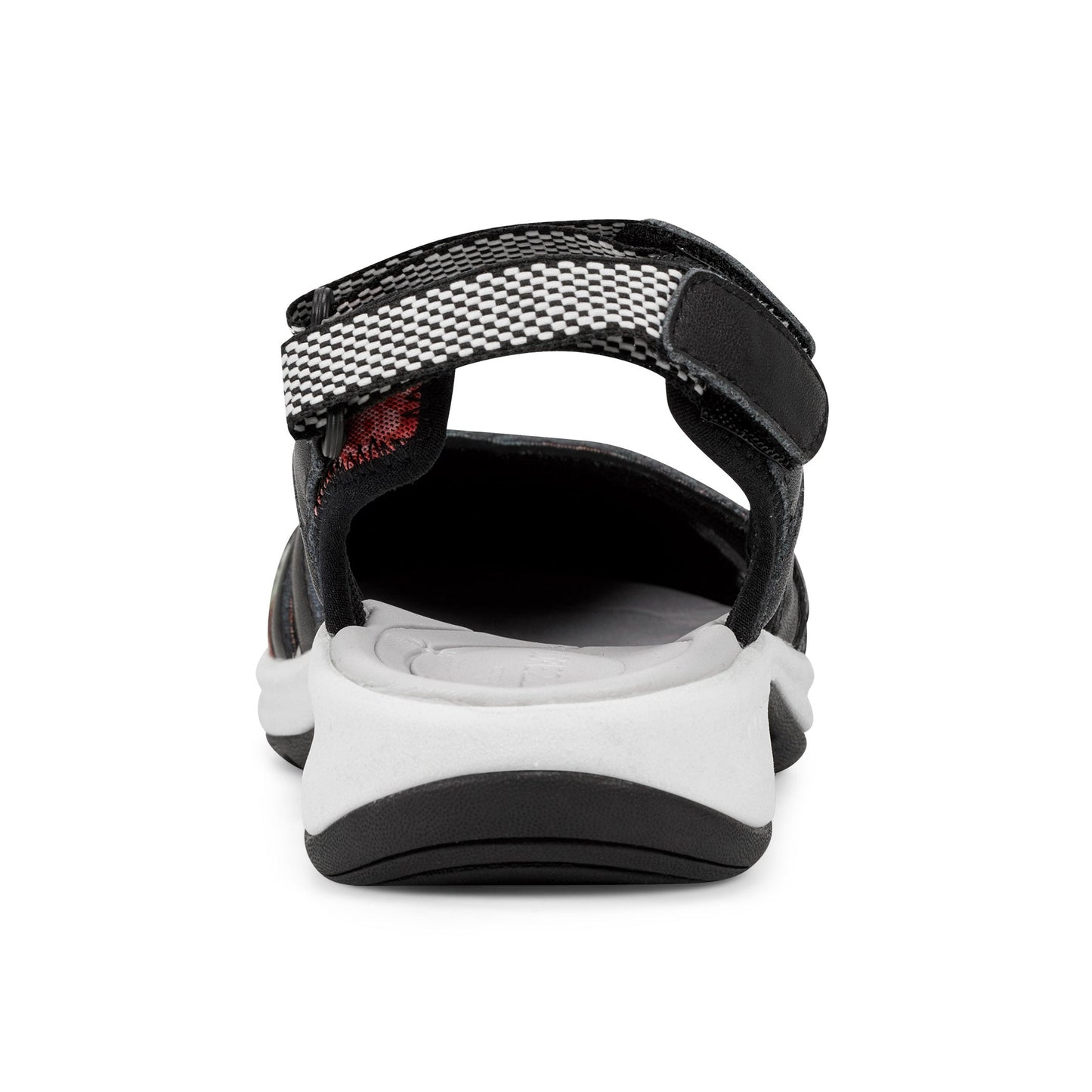 Easy Spirit Splash Flat Hiking Sandals - Black Leather Floral Print