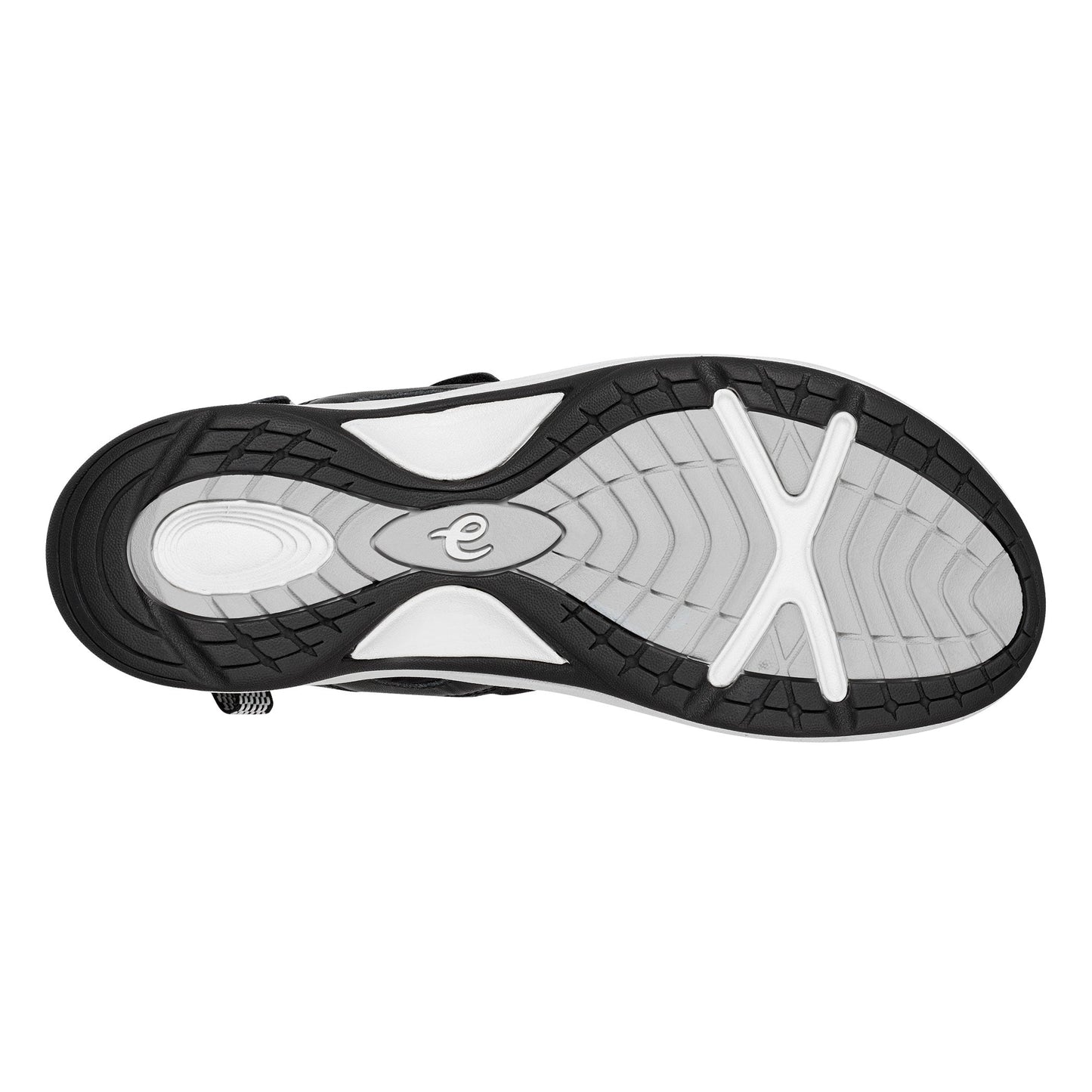 Easy Spirit Splash Flat Hiking Sandals - Black Leather Floral Print
