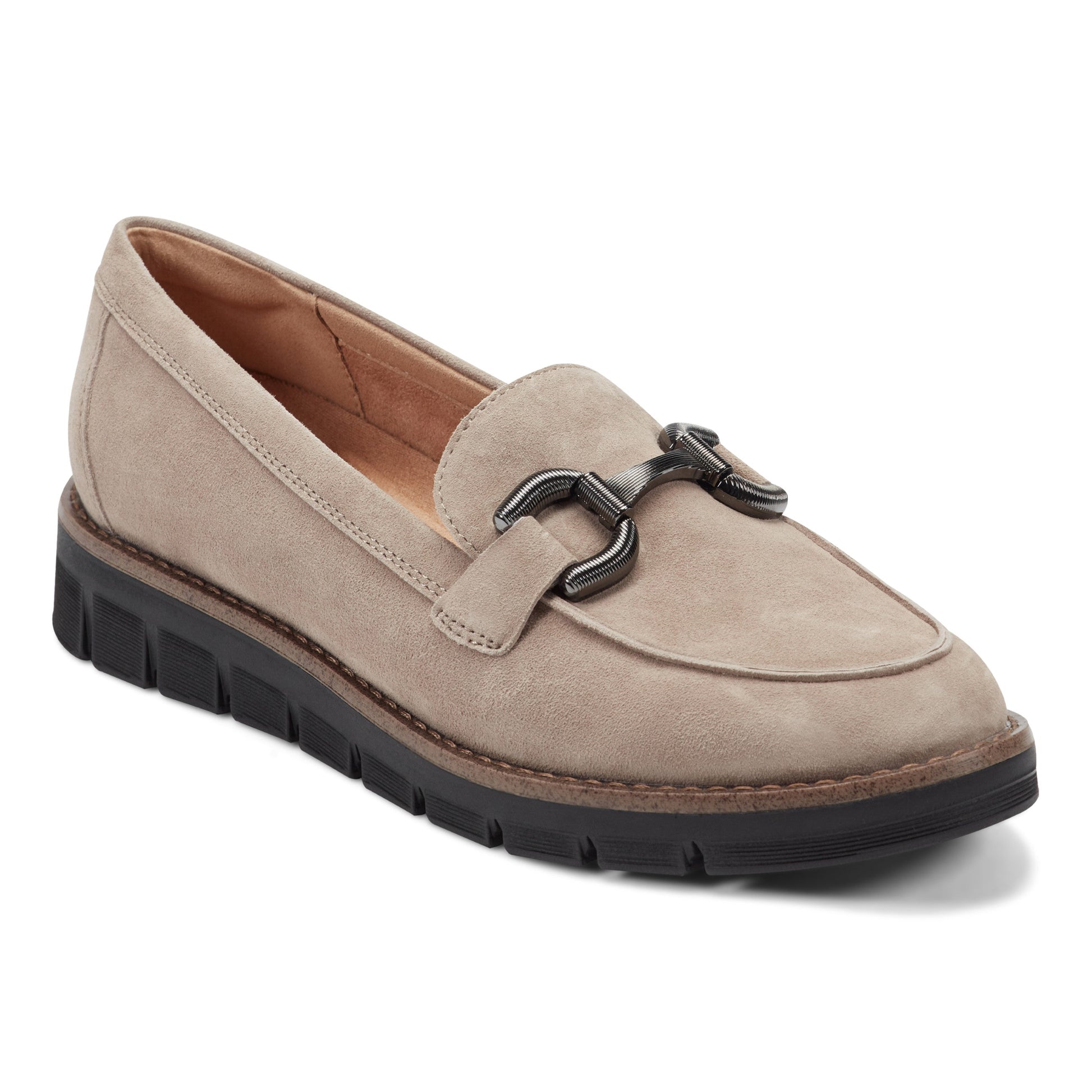 Easy Spirit Vivy Tailored Loafers - Taupe Suede