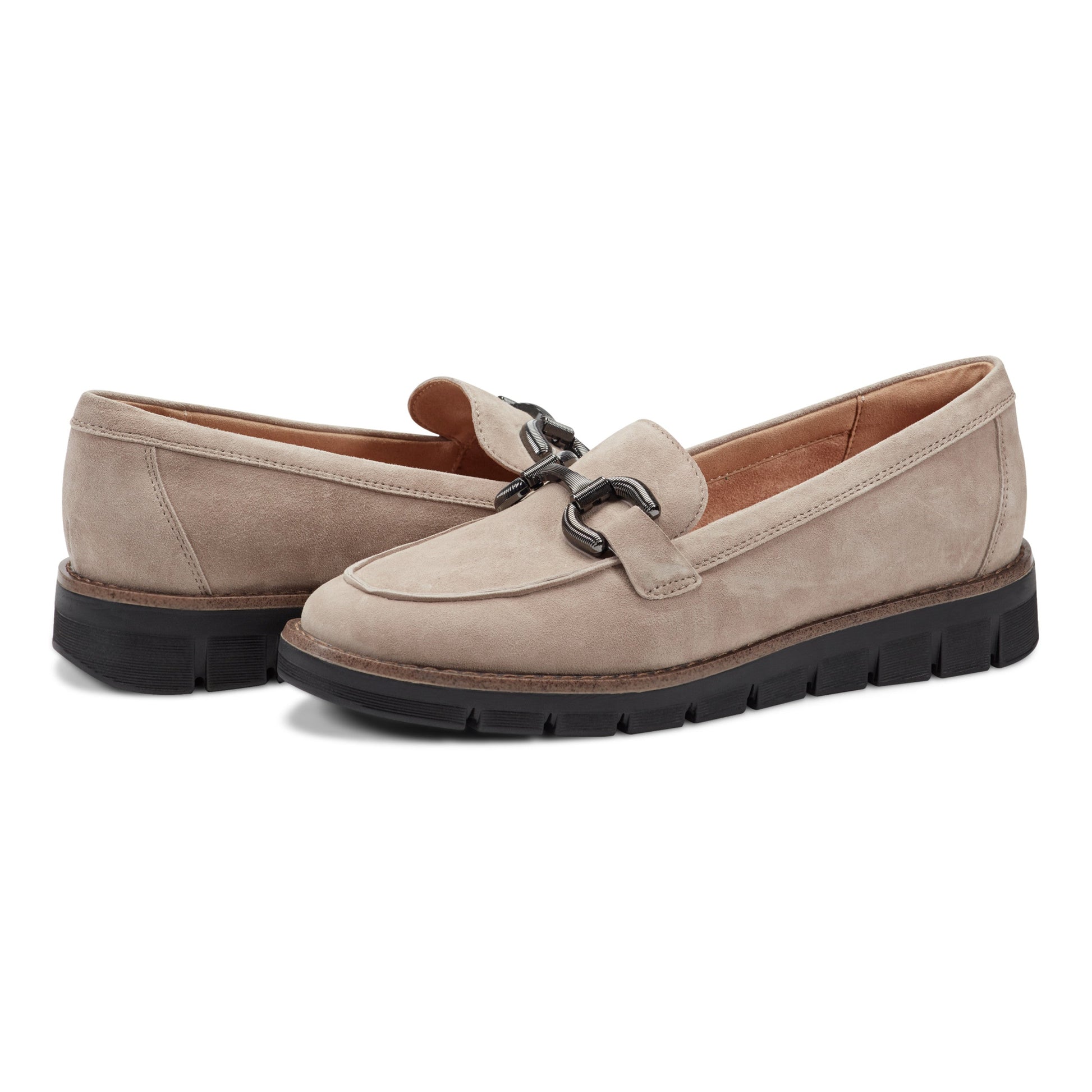 Easy Spirit Vivy Tailored Loafers - Taupe Suede