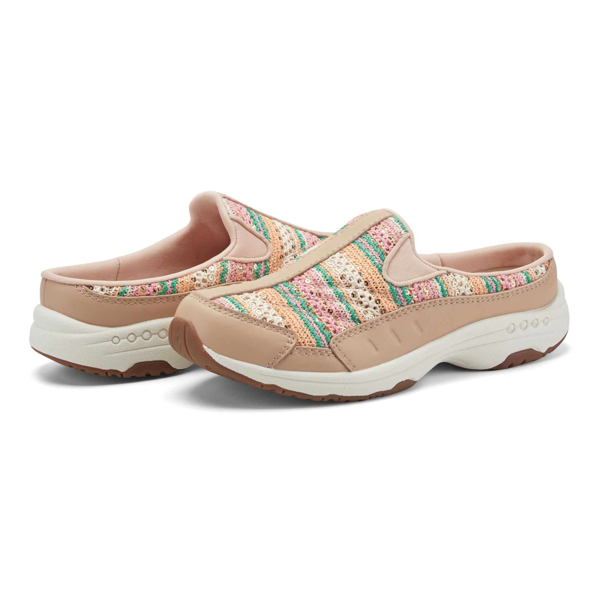 Easy Spirit Traveltime Clogs - Light Natural/Striped Multi