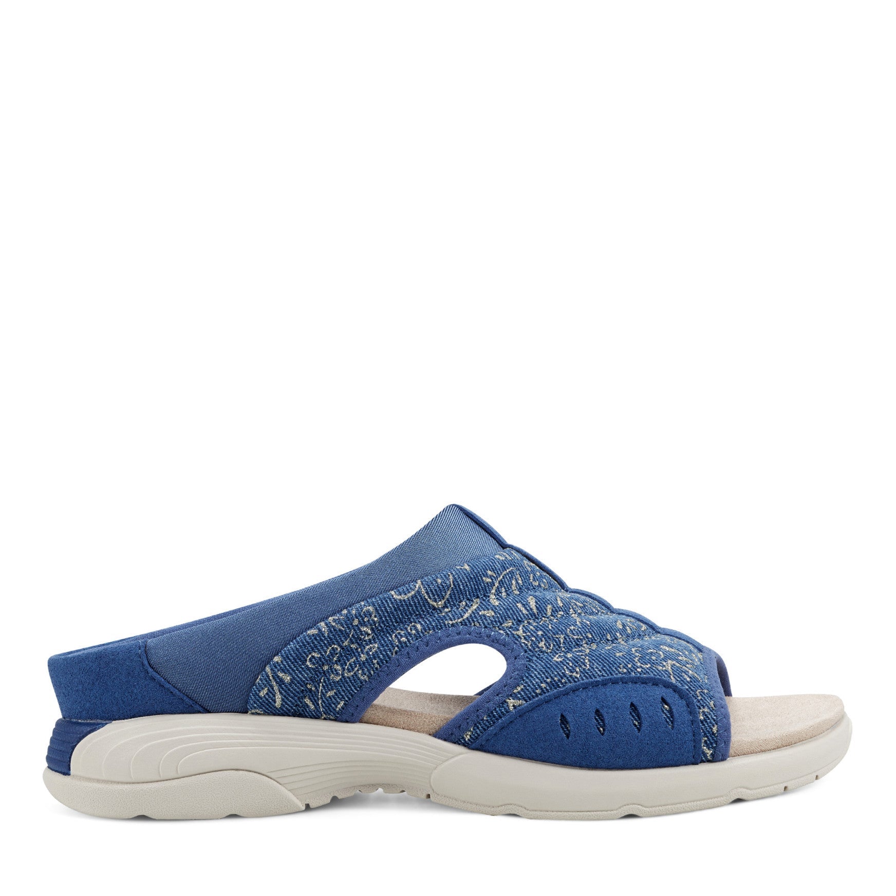 Easy Spirit Traciee Slip On Sandals - Denim and Gold Floral