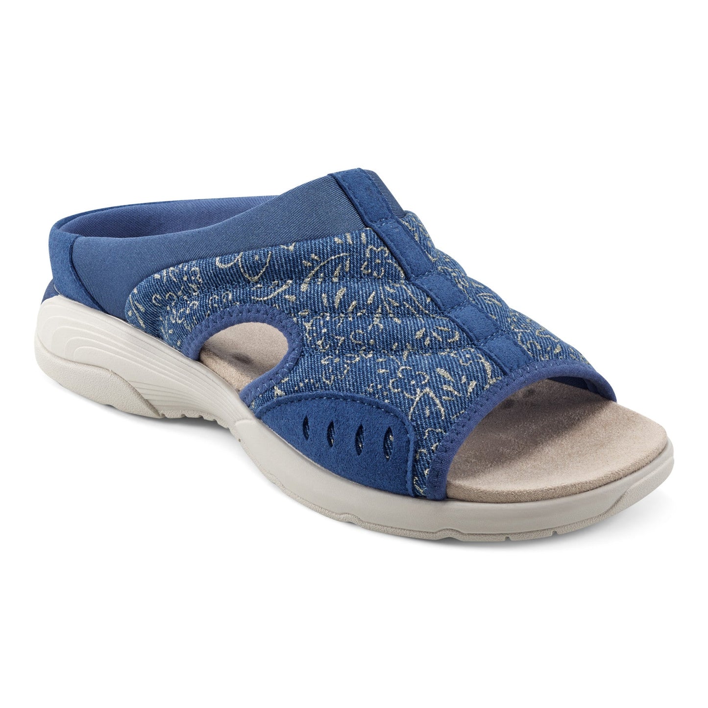 Easy Spirit Traciee Slip On Sandals - Denim and Gold Floral