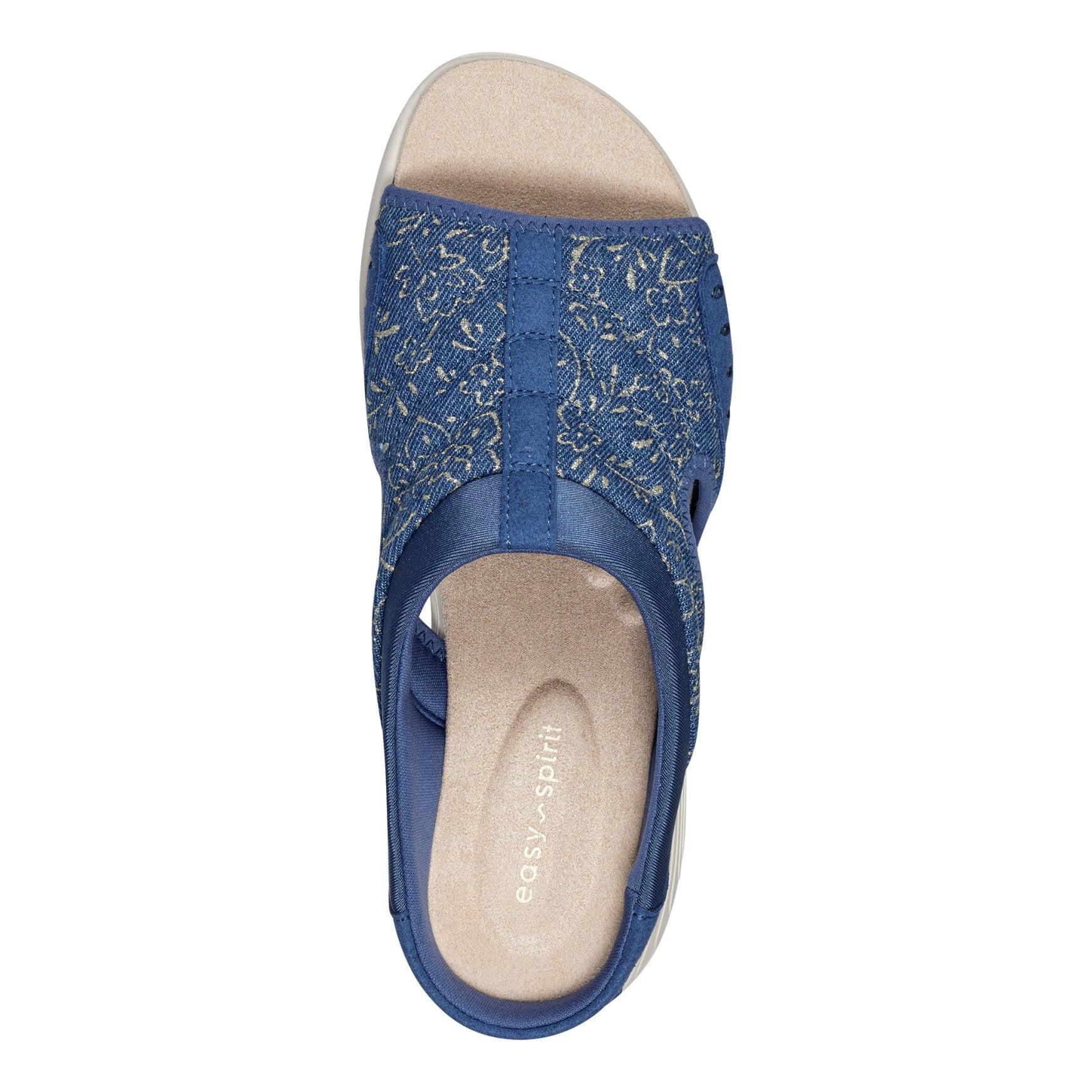 Easy Spirit Traciee Slip On Sandals - Denim and Gold Floral