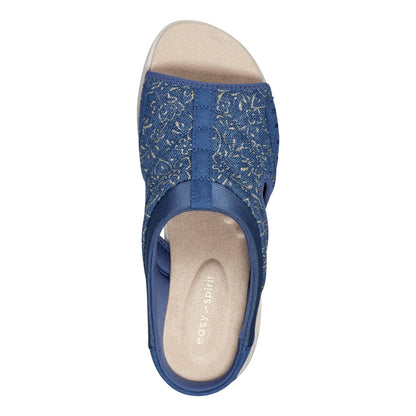 Easy Spirit Traciee Slip On Sandals - Denim and Gold Floral