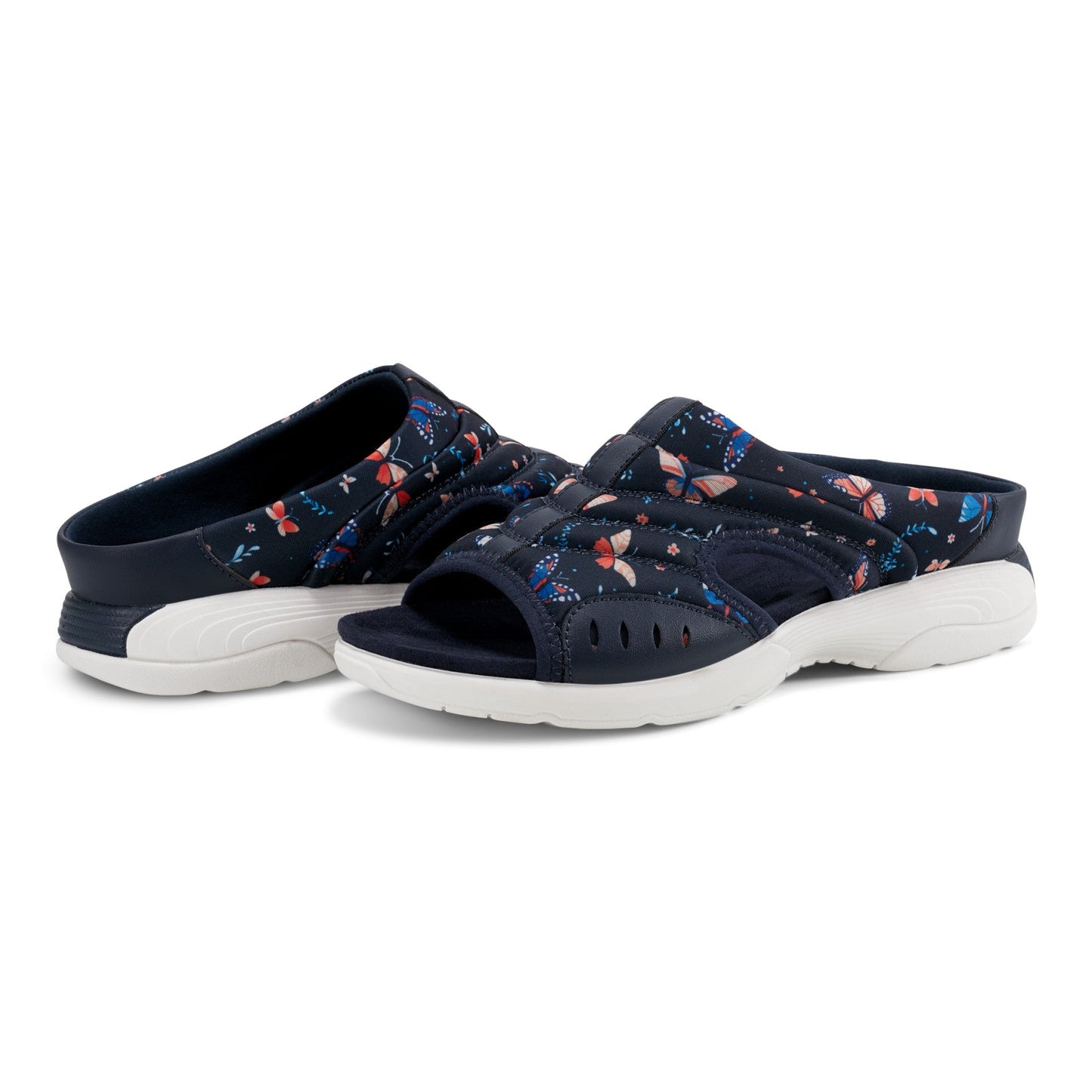 Easy Spirit Traciee Slip On Sandals - Navy Butterfly Print