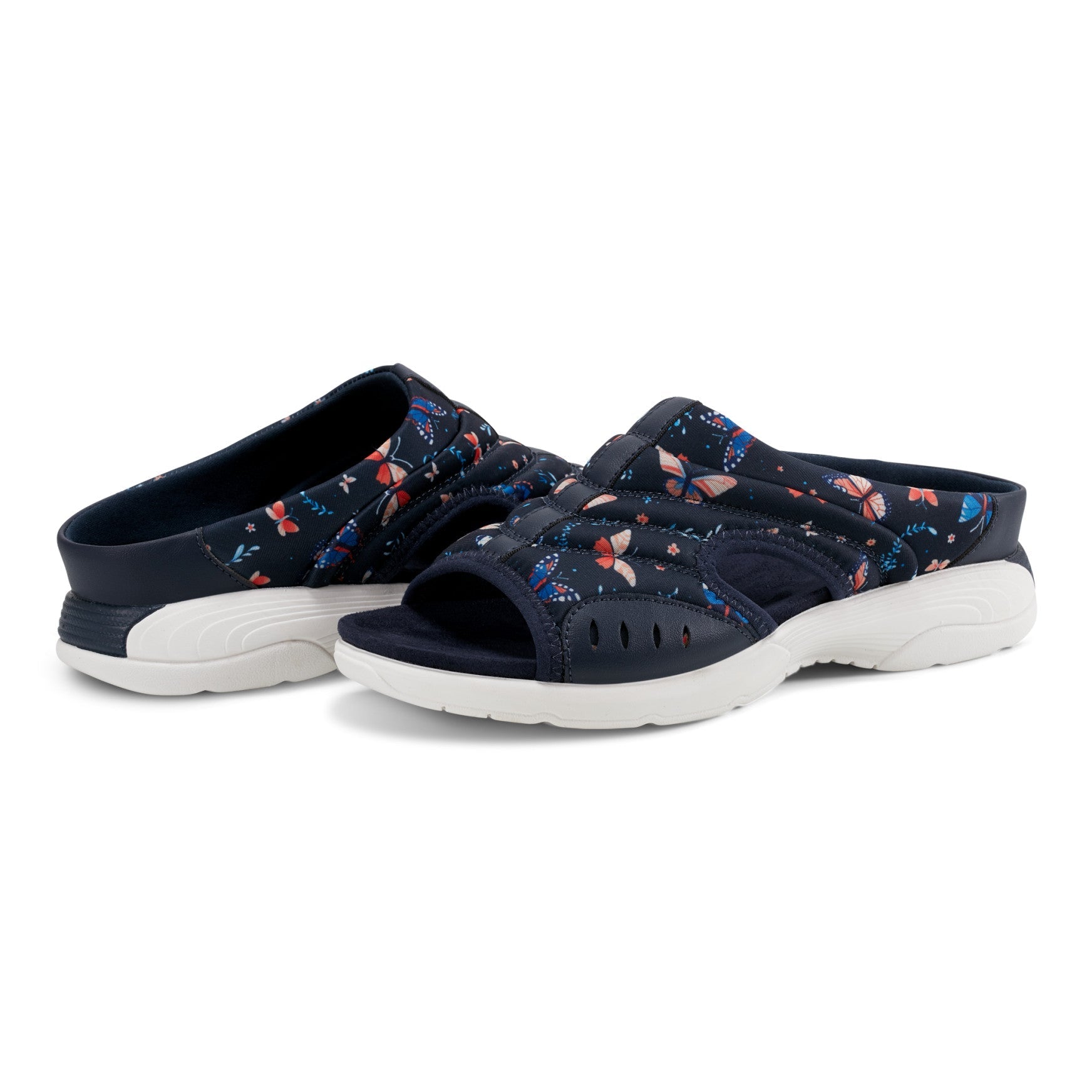 Easy Spirit Traciee Slip On Sandals - Navy Butterfly Print