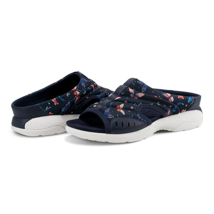 Easy Spirit Traciee Slip On Sandals - Navy Butterfly Print