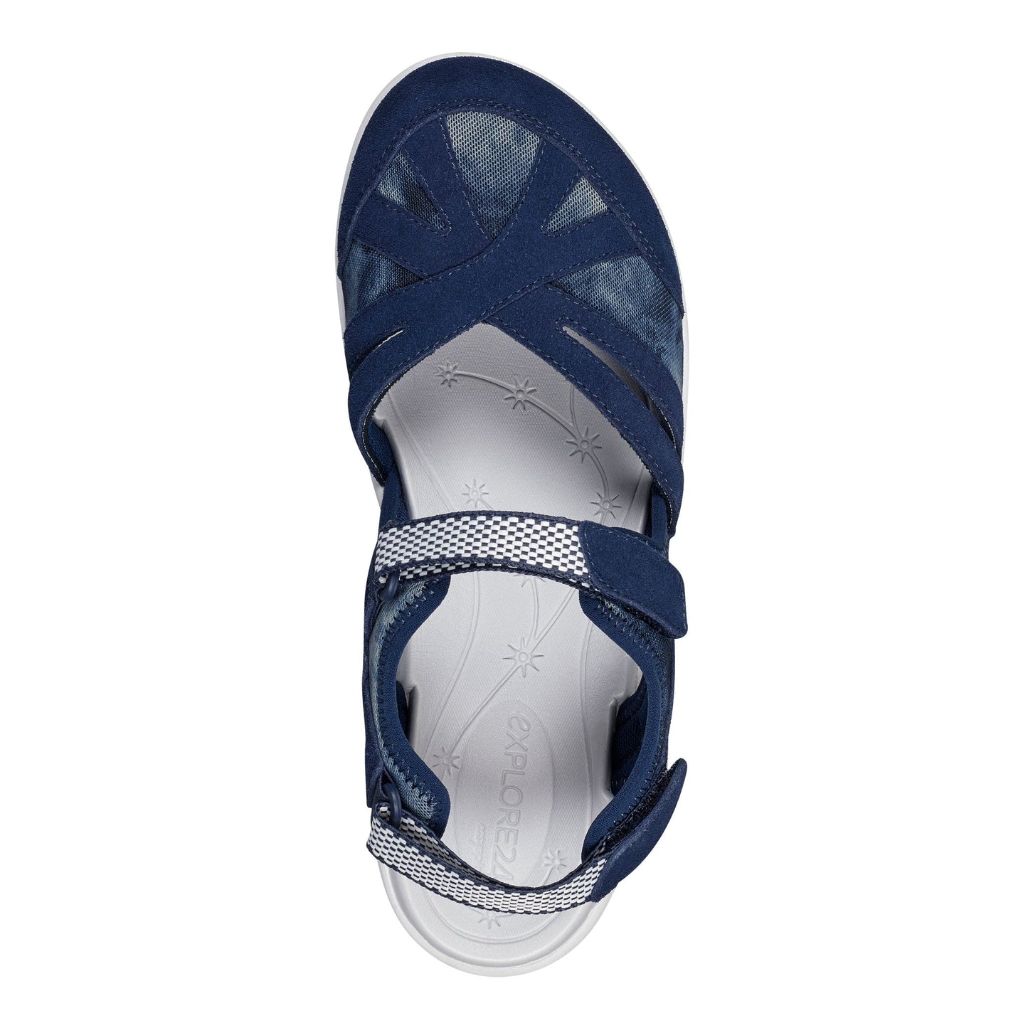 Easy Spirit Splash Flat Hiking Sandals - Navy Tie Dye Print