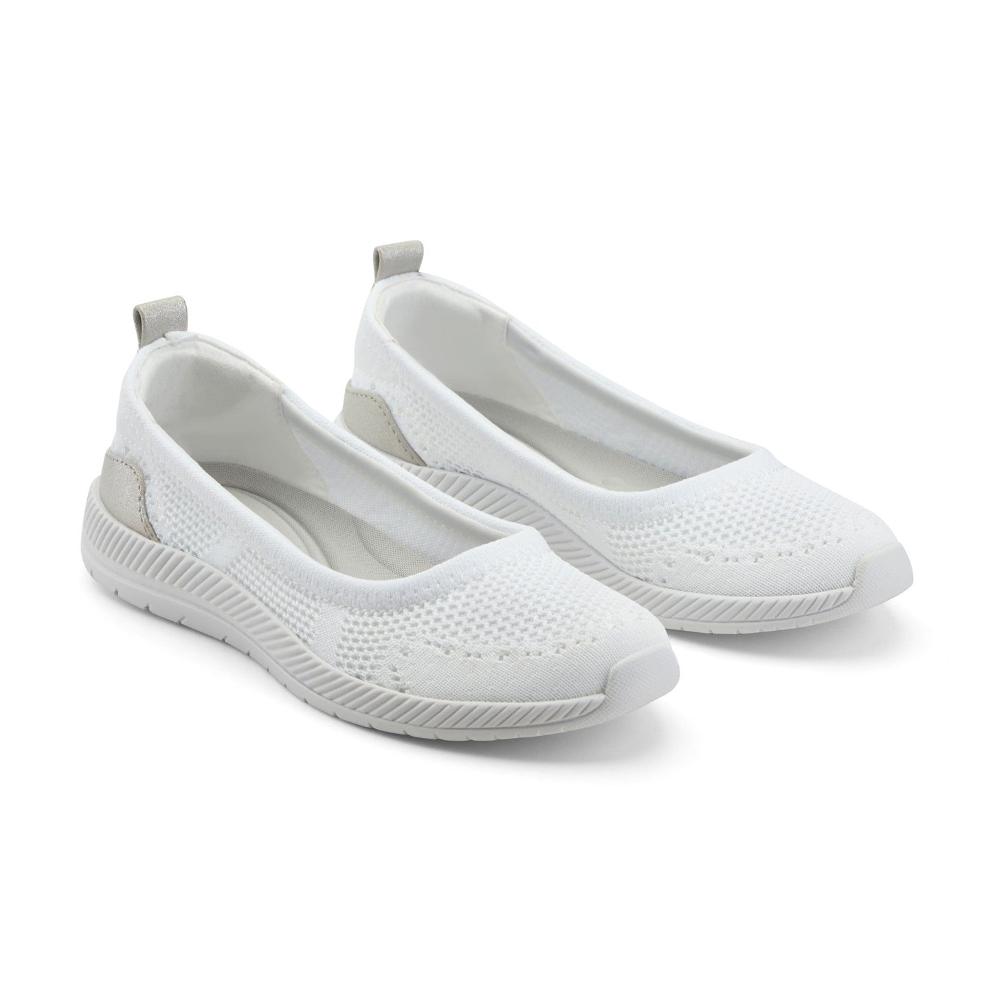 Easy Spirit Glitz Walking Shoes - White Knit