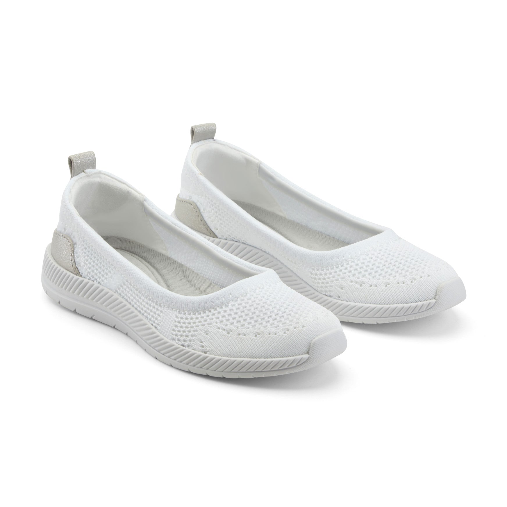 Easy Spirit Glitz Walking Shoes - White Knit