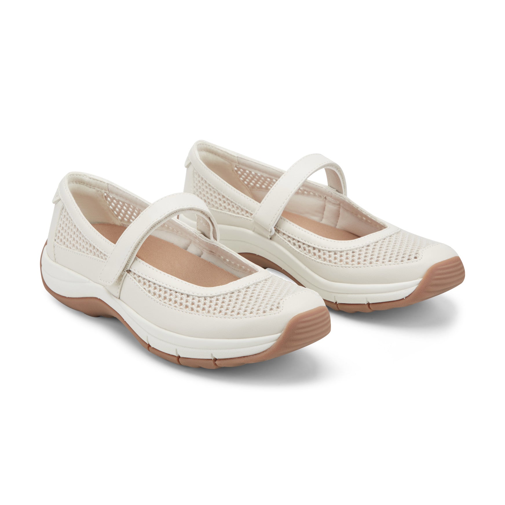 Easy Spirit Briana Mary Jane Walking Shoes - Ivory Mesh