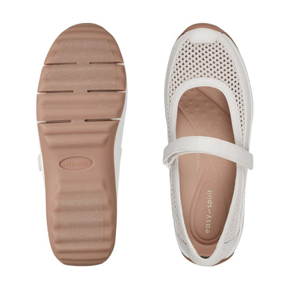 Easy Spirit Briana Mary Jane Walking Shoes - Ivory Mesh