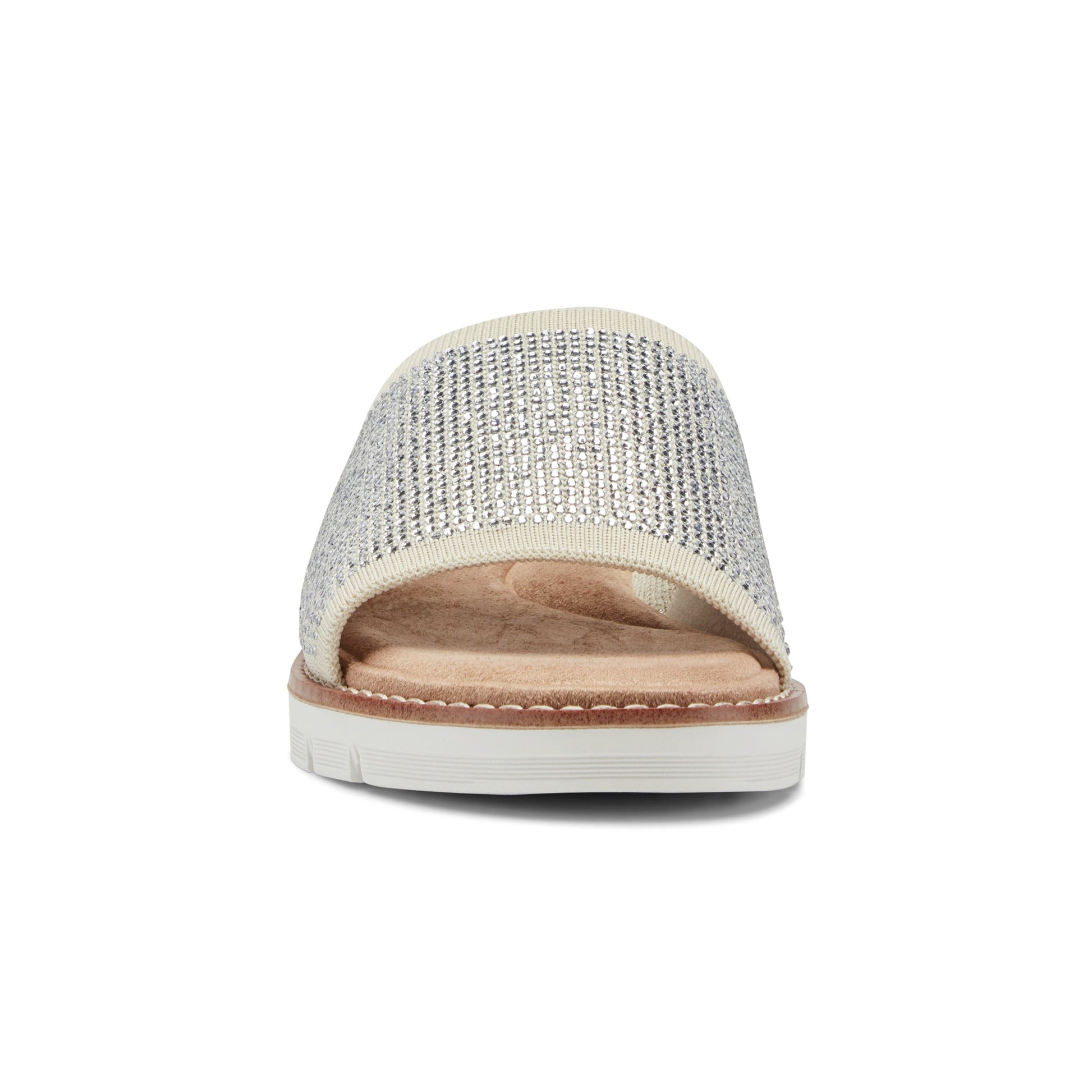 Easy Spirit Jill Crystal Embellished Sandals - Ivory Knit/Crystal