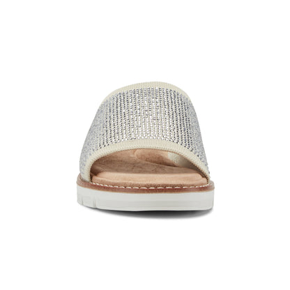 Easy Spirit Jill Crystal Embellished Sandals - Ivory Knit/Crystal
