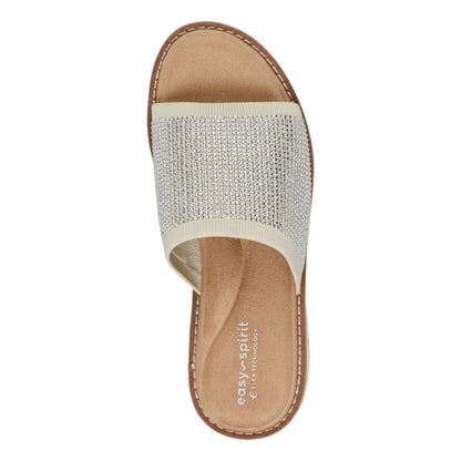 Easy Spirit Jill Crystal Embellished Sandals - Ivory Knit/Crystal