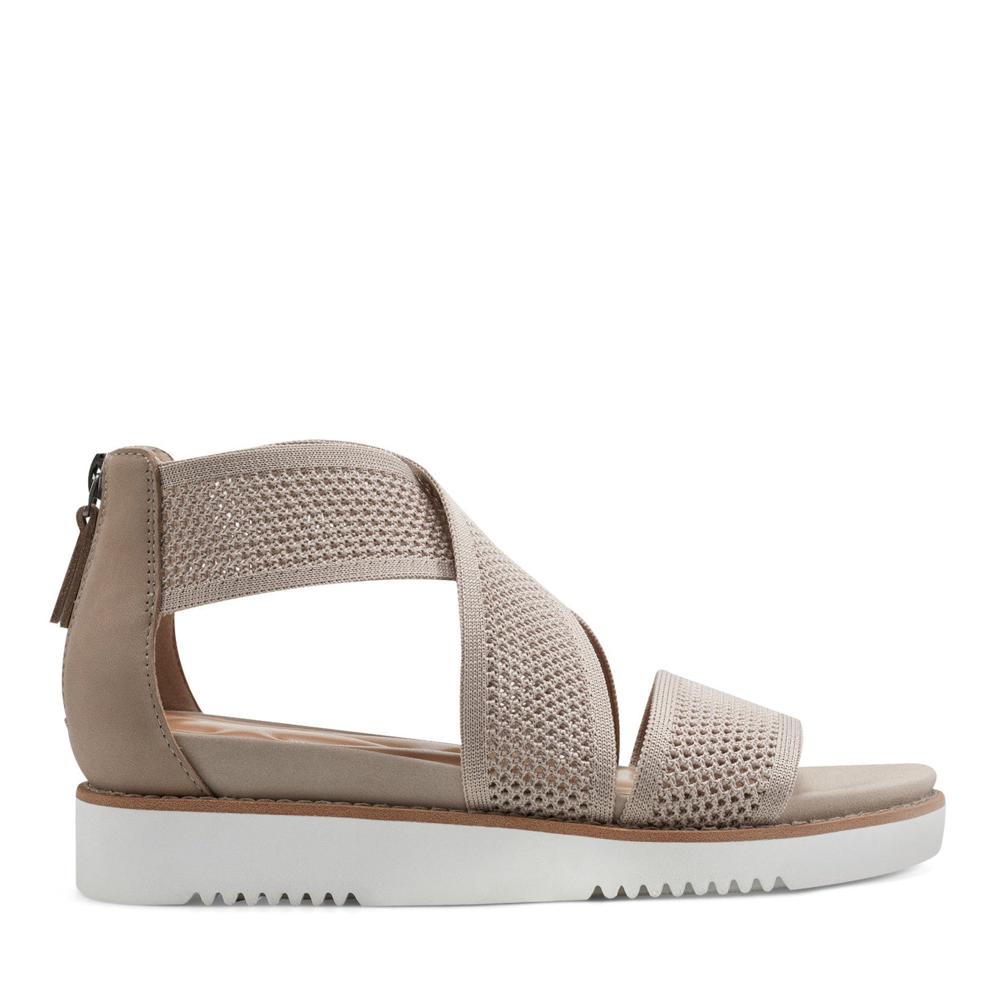 Easy Spirit Wander Flat Sandals - Taupe Knit