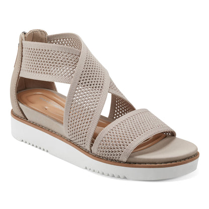 Easy Spirit Wander Flat Sandals - Taupe Knit