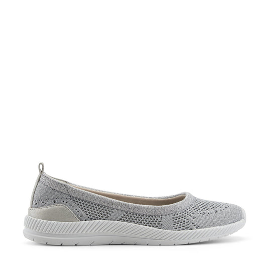 Easy Spirit Glitz Walking Shoes - Silver Knit