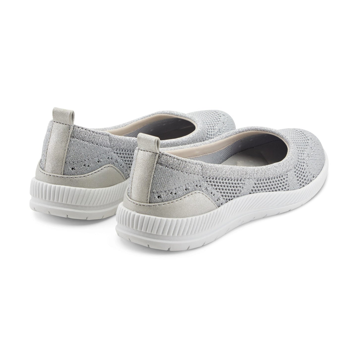 Easy Spirit Glitz Walking Shoes - Silver Knit