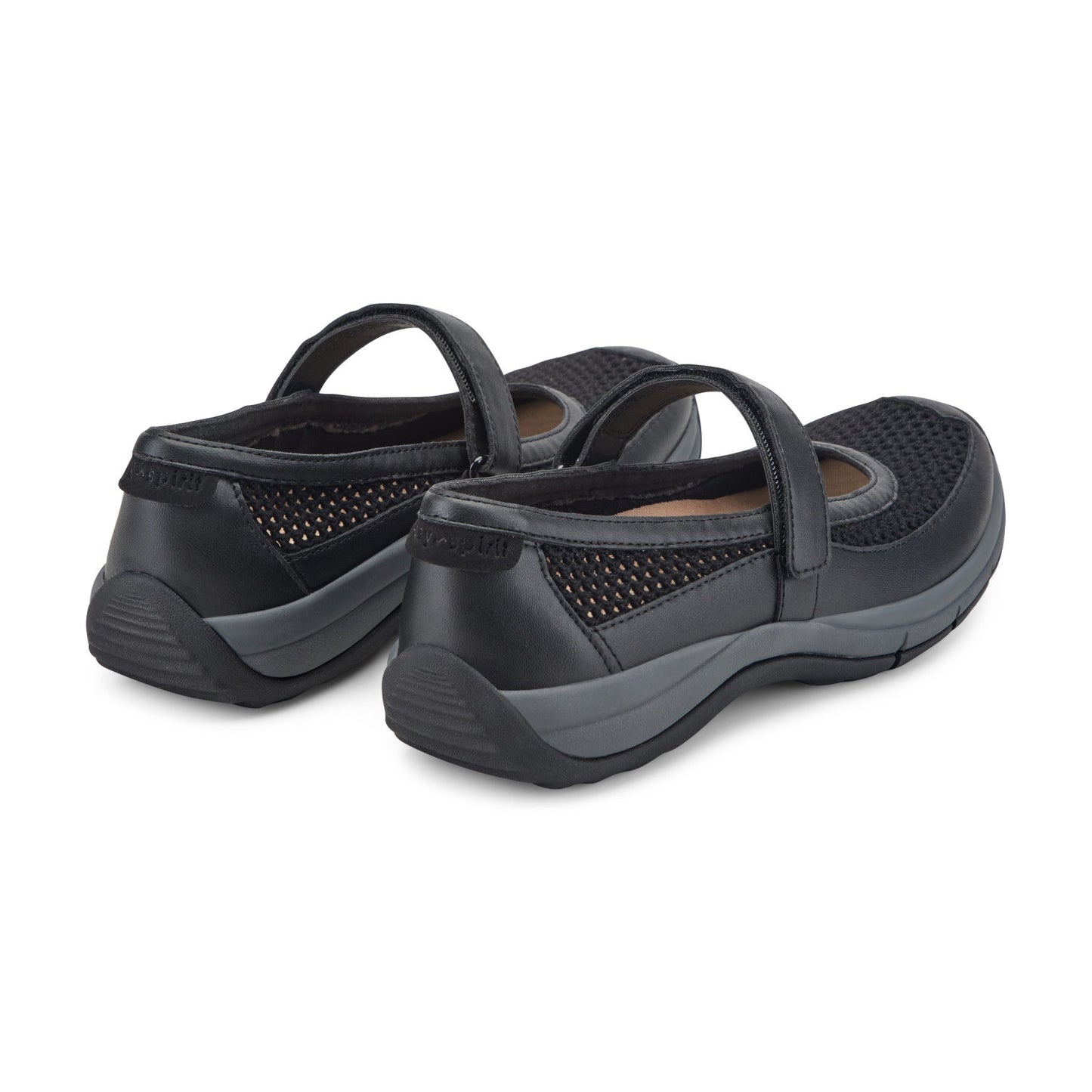 Easy Spirit Briana Mary Jane Walking Shoes - Black Mesh