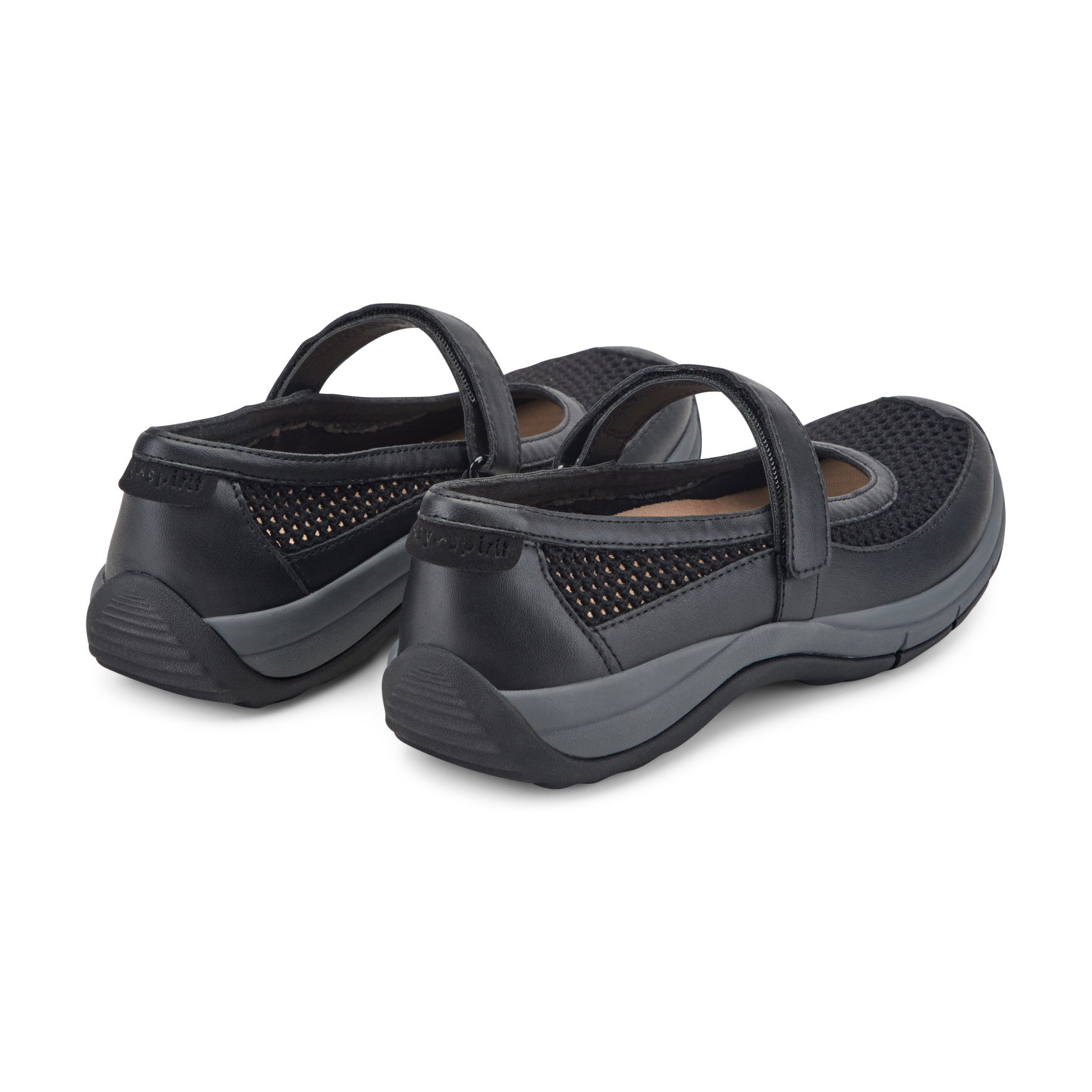 Easy Spirit Briana Mary Jane Walking Shoes - Black Mesh