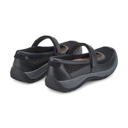 Easy Spirit Briana Mary Jane Walking Shoes - Black Mesh