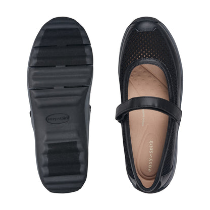 Easy Spirit Briana Mary Jane Walking Shoes - Black Mesh