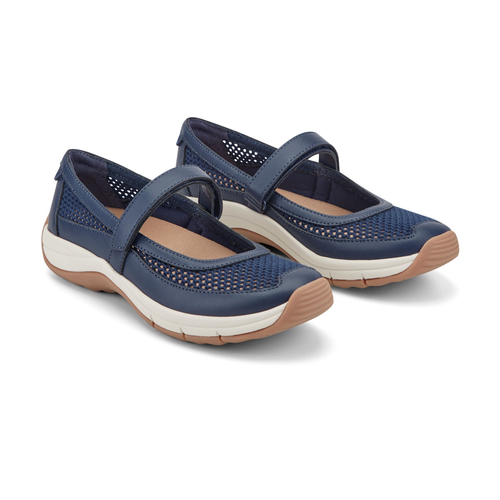 Easy Spirit Briana Mary Jane Walking Shoes - Navy Mesh