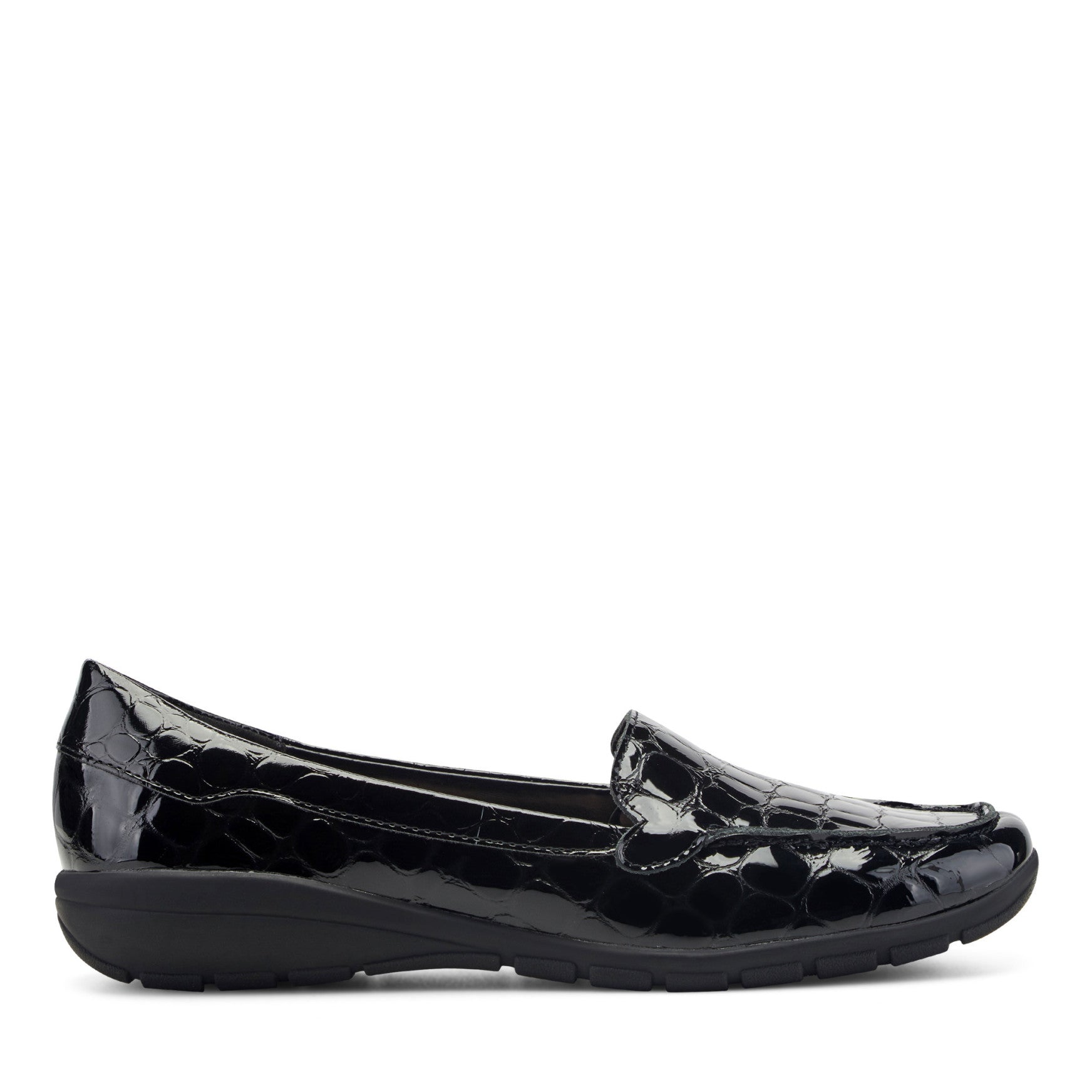 Easy Spirit Abide Casual Flats - Embossed Black Patent