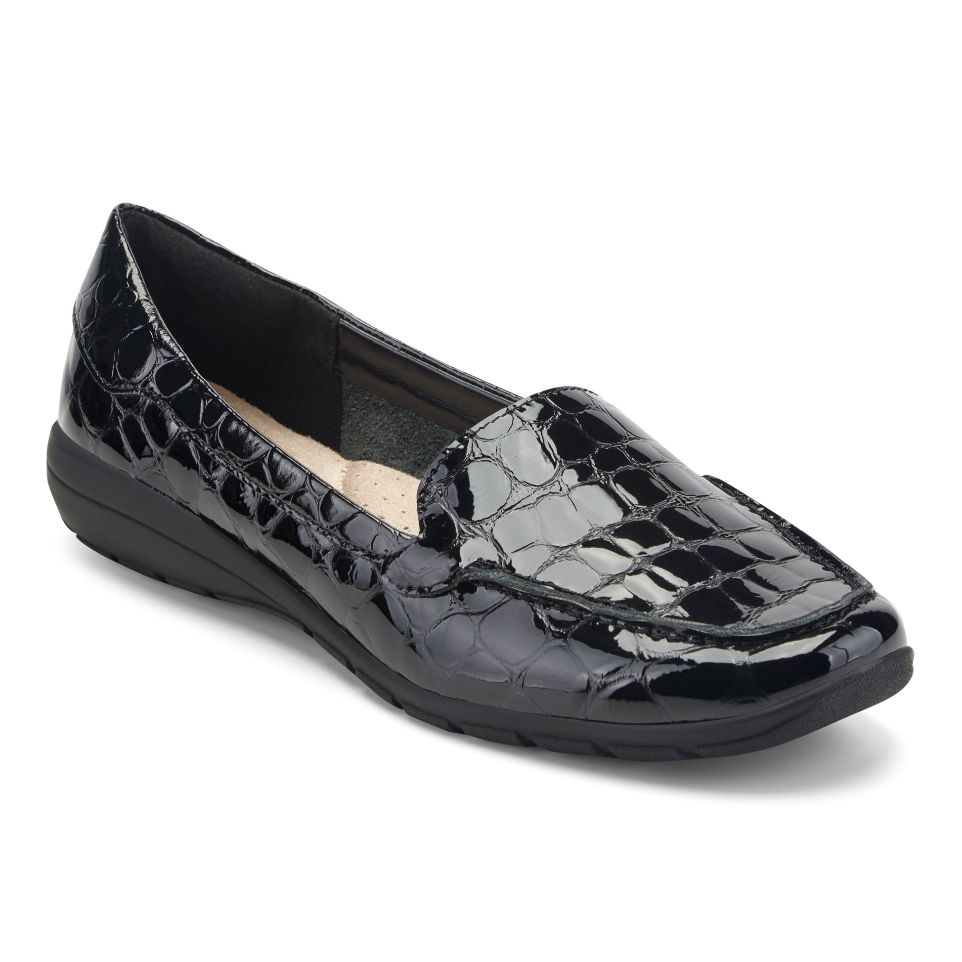 Easy Spirit Abide Casual Flats - Embossed Black Patent
