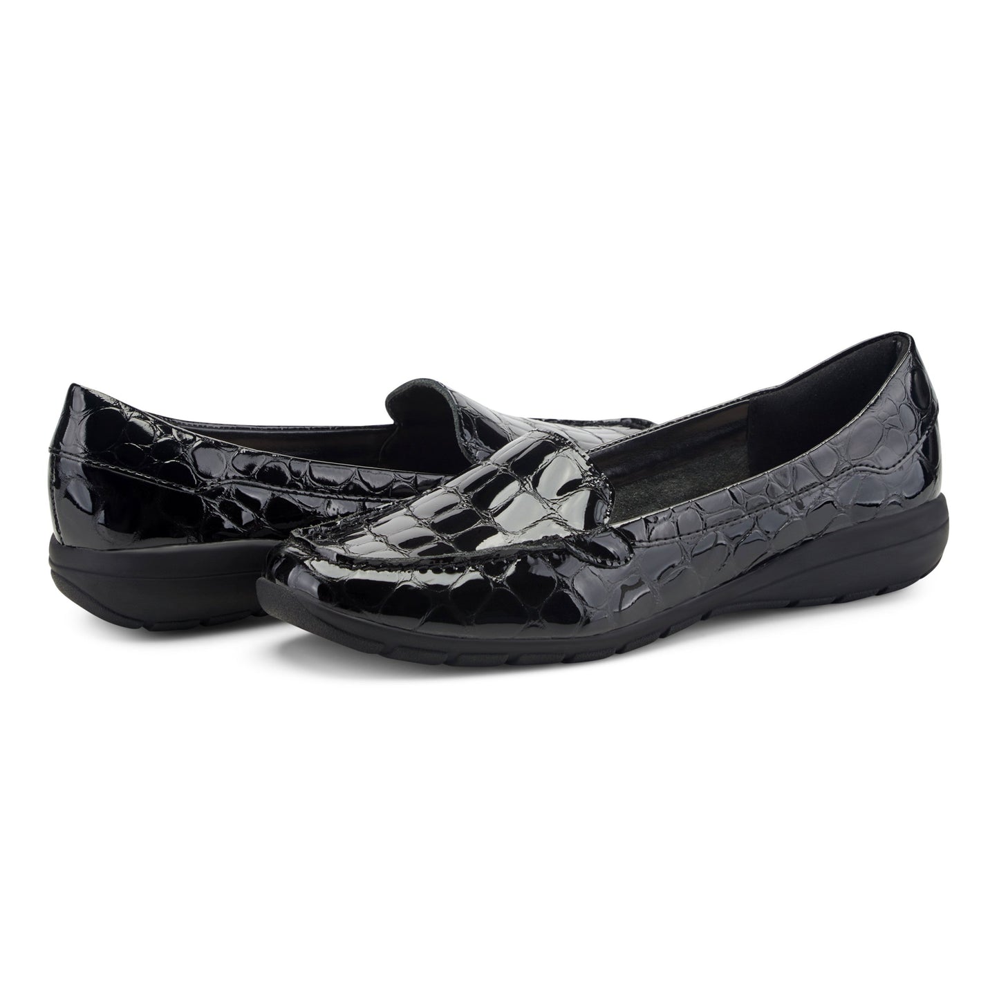 Easy Spirit Abide Casual Flats - Embossed Black Patent