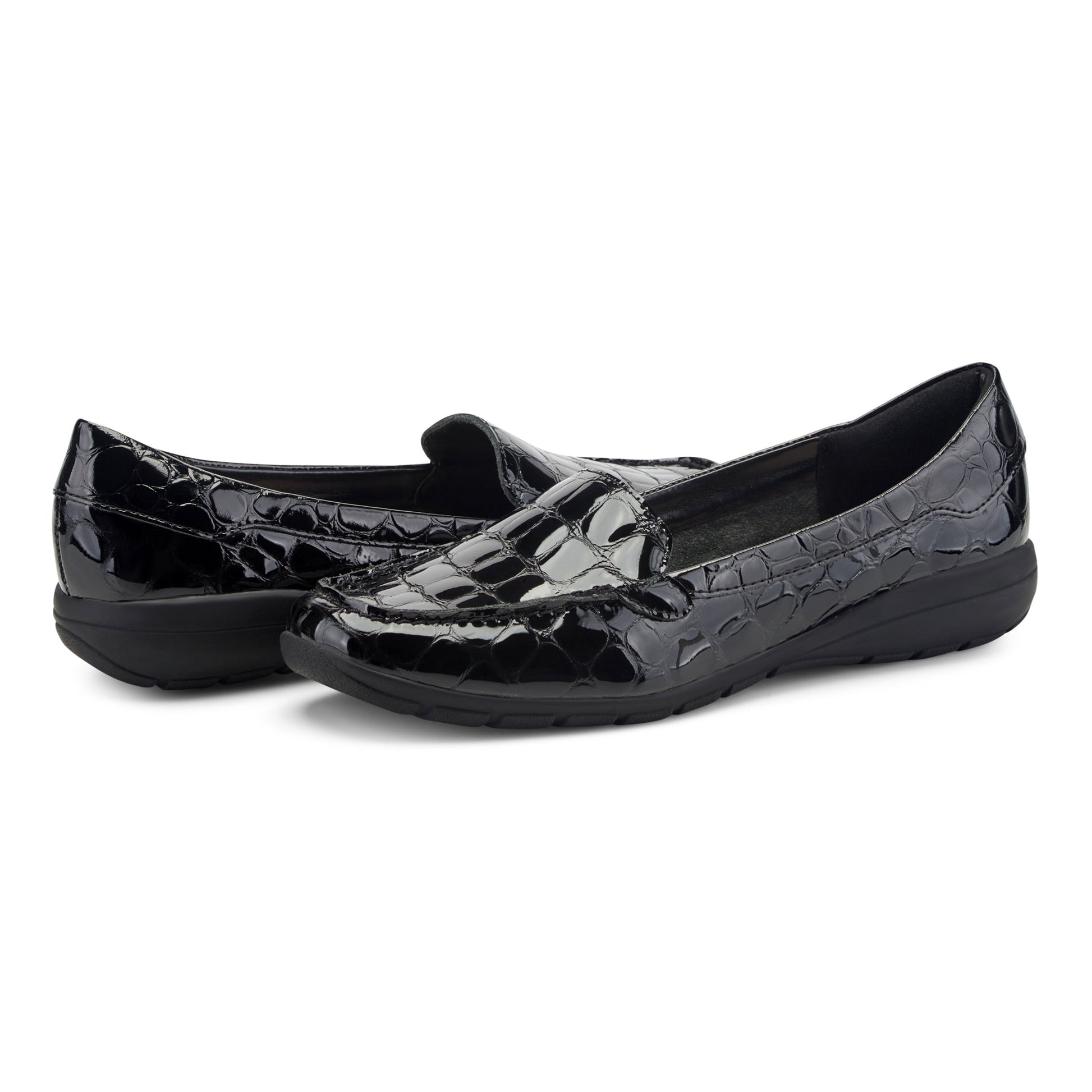 Easy Spirit Abide Casual Flats - Embossed Black Patent