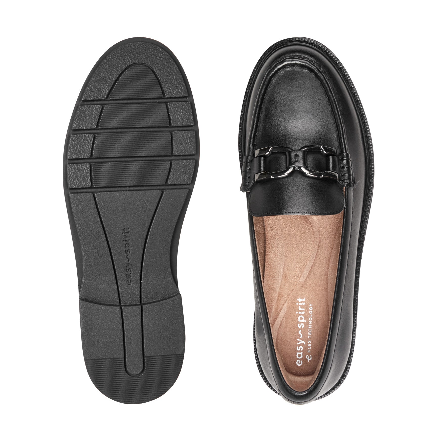 Easy Spirit Zaira Casual Horsebit Loafers - Black Leather