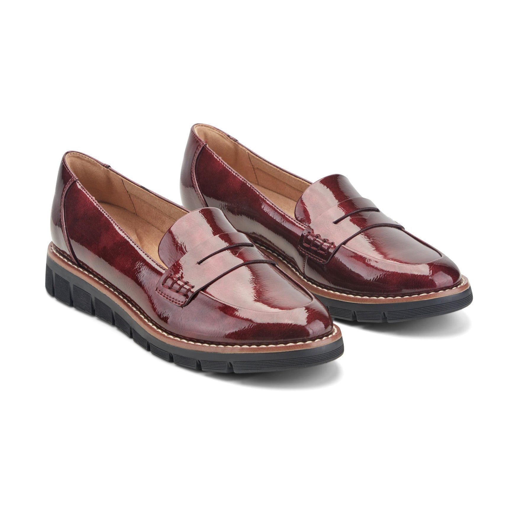 Easy Spirit Velia Casual Slip On Loafers - Burgundy Patent