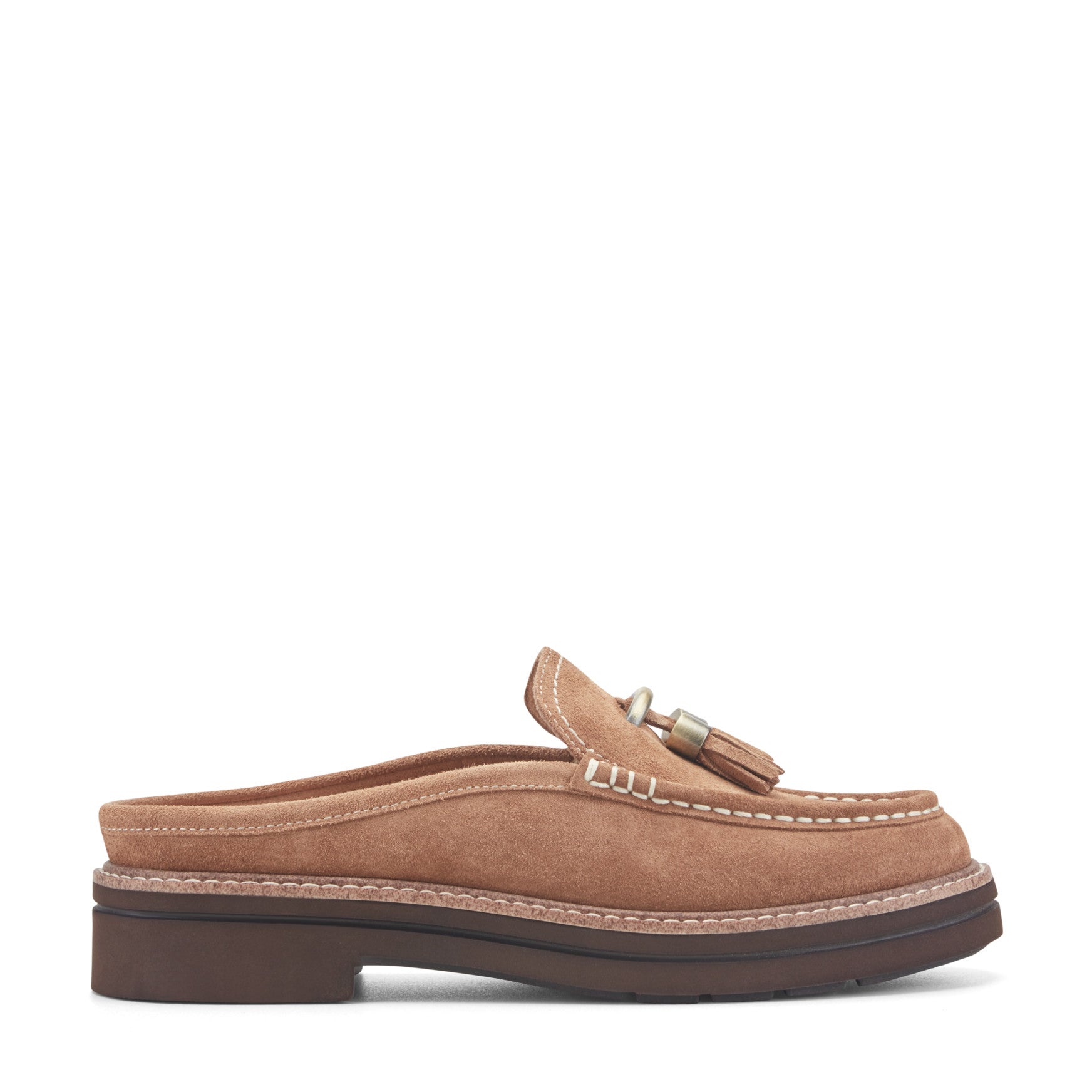 Easy Spirit Zarina Tassel Loafer Mules - Medium Brown Suede