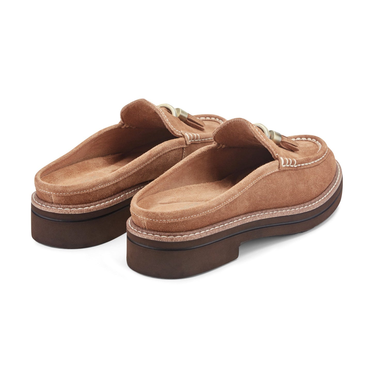 Easy Spirit Zarina Tassel Loafer Mules - Medium Brown Suede