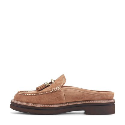 Easy Spirit Zarina Tassel Loafer Mules - Medium Brown Suede
