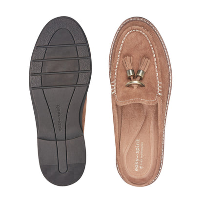 Easy Spirit Zarina Tassel Loafer Mules - Medium Brown Suede