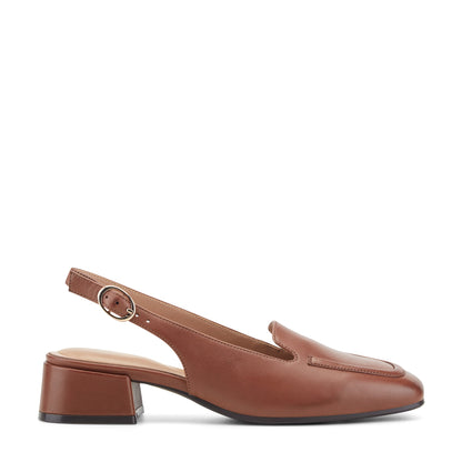 Easy Spirit Farida Slingback Loafers - Medium Brown Leather