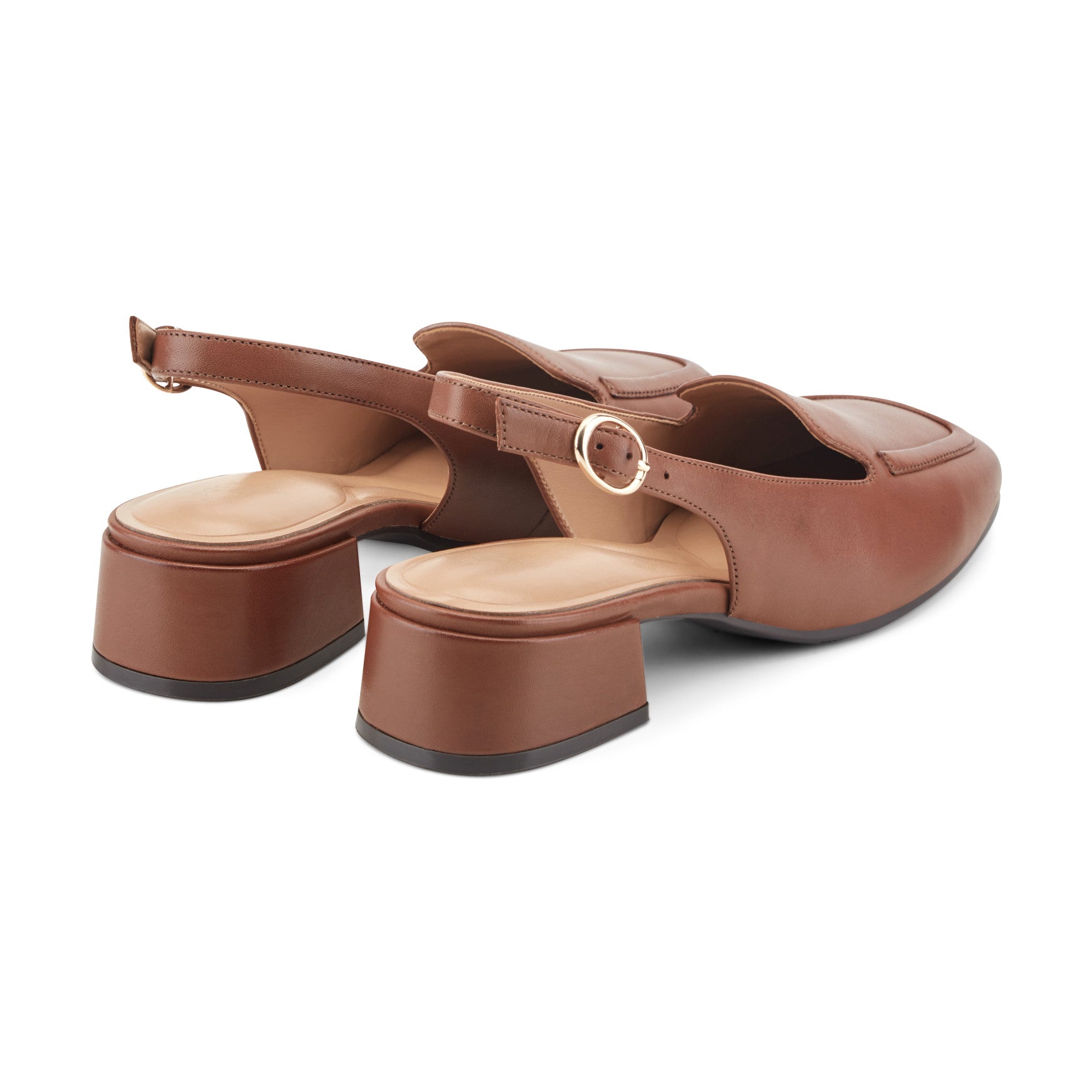 Easy Spirit Farida Slingback Loafers - Medium Brown Leather