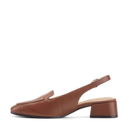 Easy Spirit Farida Slingback Loafers - Medium Brown Leather