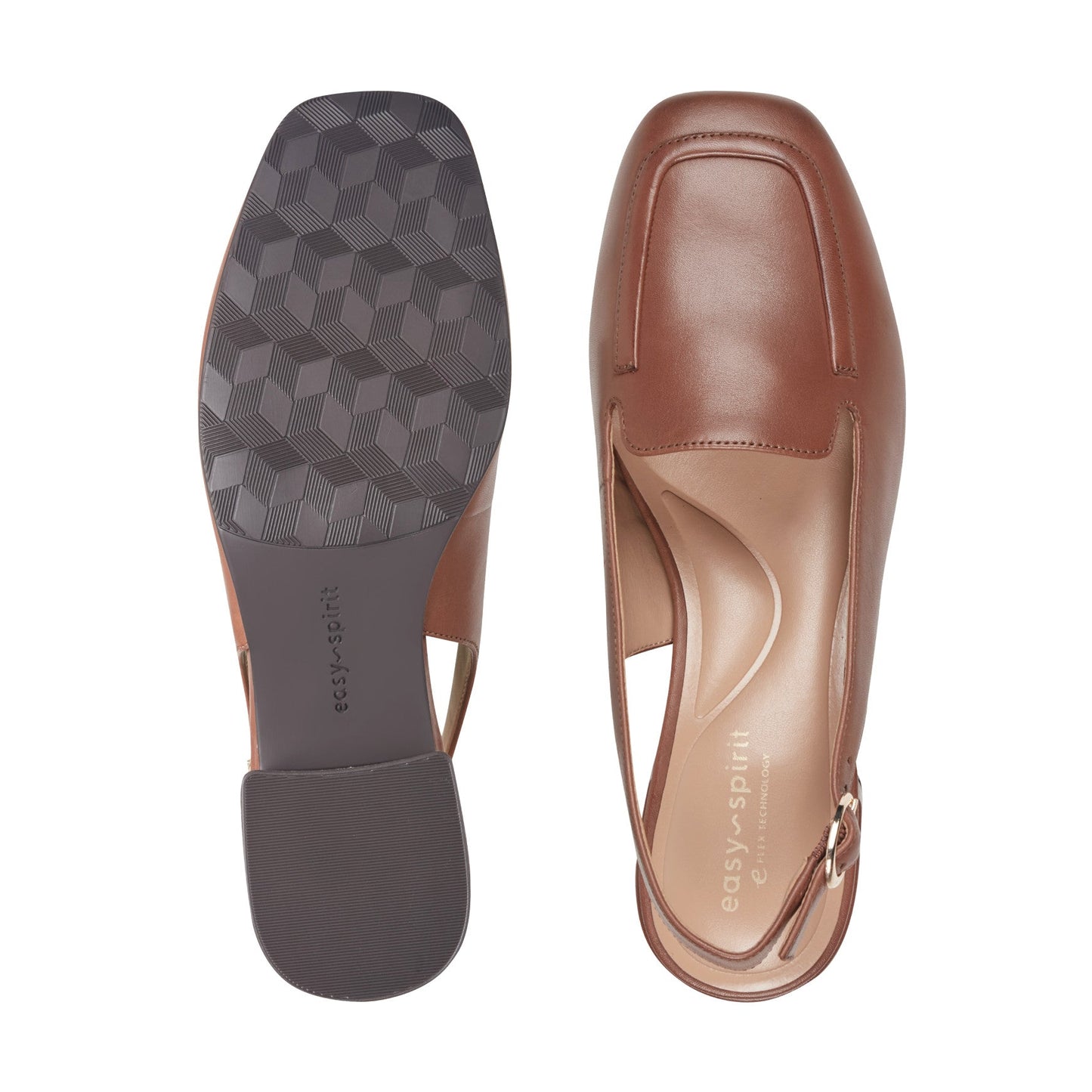 Easy Spirit Farida Slingback Loafers - Medium Brown Leather