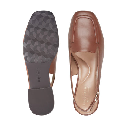 Easy Spirit Farida Slingback Loafers - Medium Brown Leather