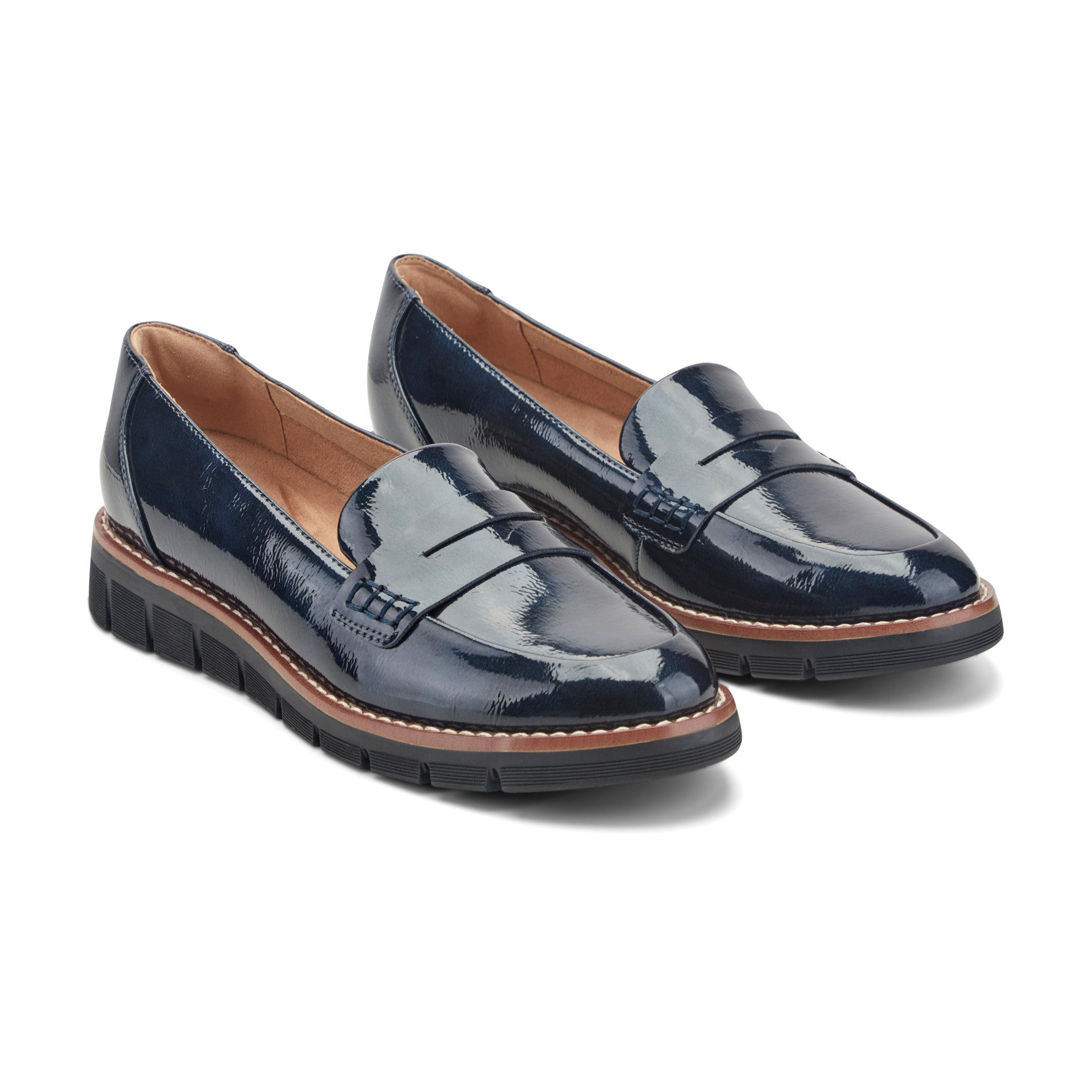 Easy Spirit Velia Casual Slip On Loafers - Navy Patent