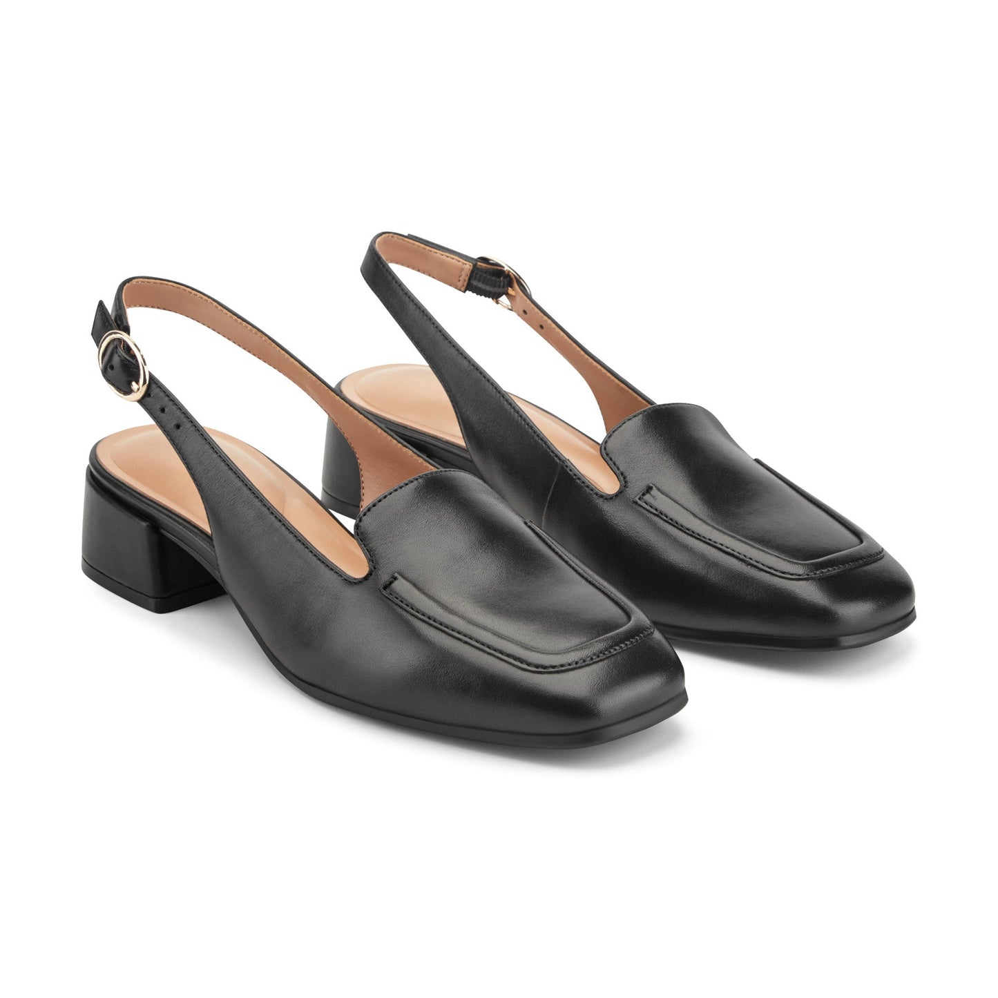 Easy Spirit Farida Slingback Loafers - Black Leather